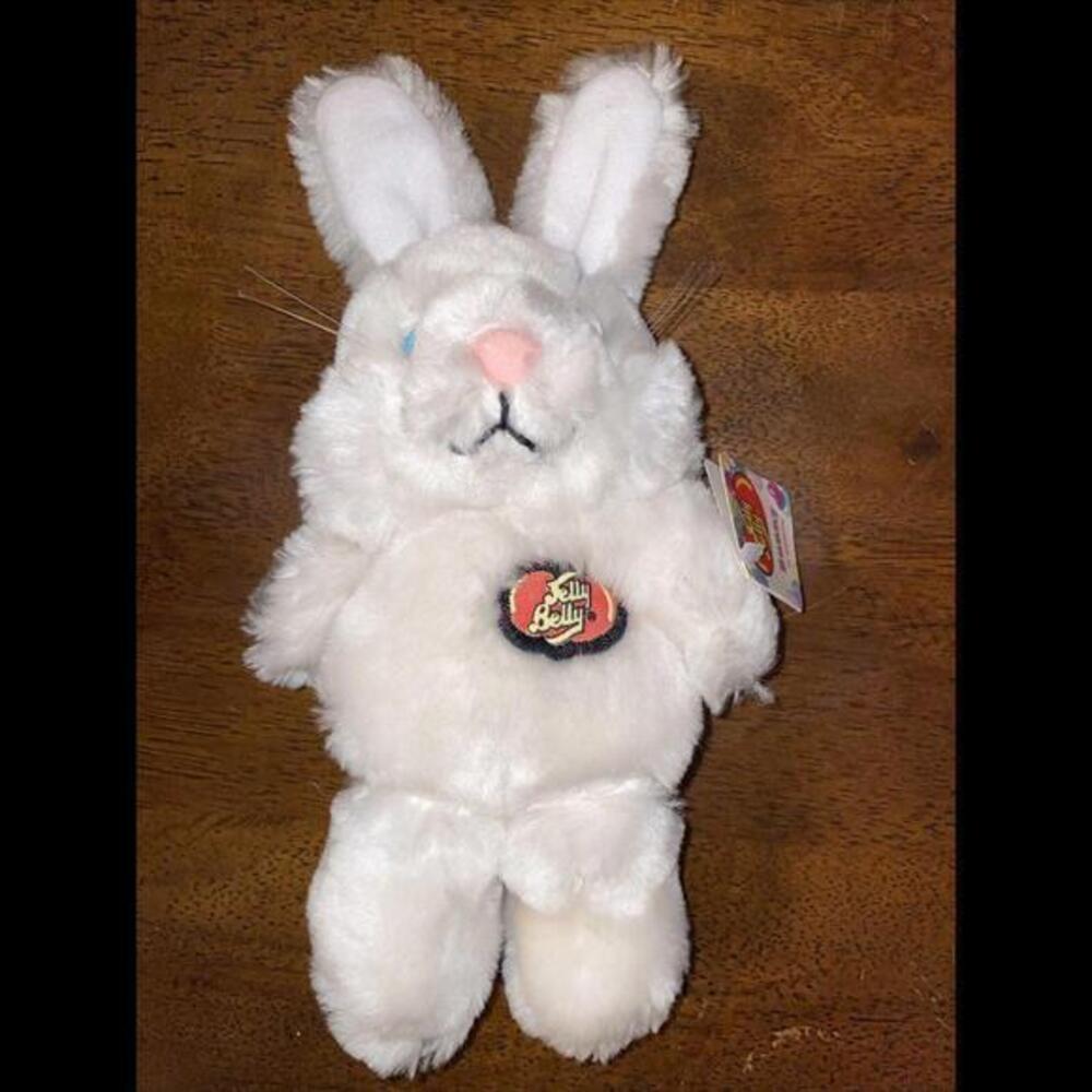 JELLY BELLY 10” Plush White EASTER BUNNY Stuffed Rabbit Applause NWT